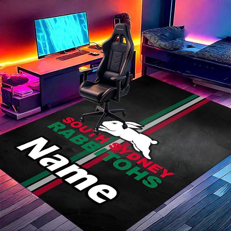 Custom Name Personalized South Sydney Rabbitohs Print Carpet, Versatile Home Decor Rug, for Playroom, Apartment, Balcony, Entryway, Hallway Gift