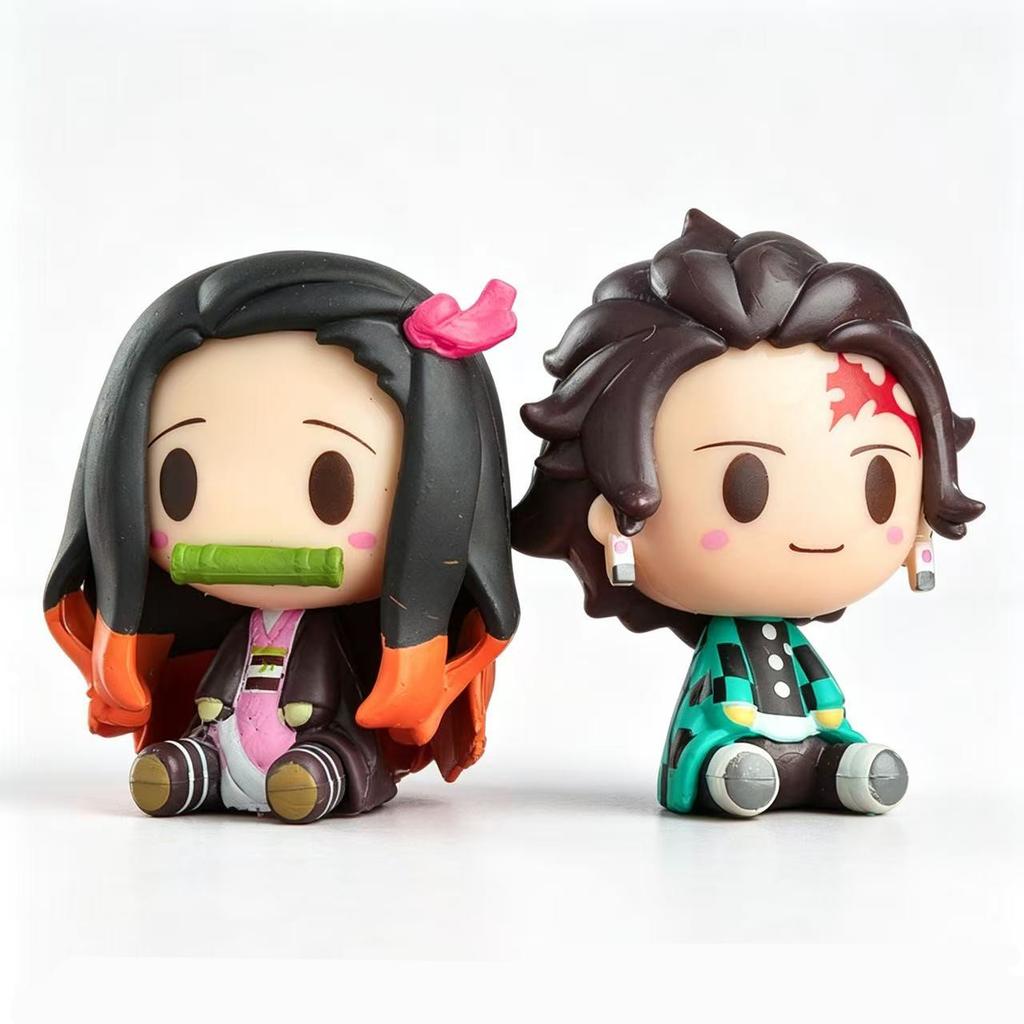 4Pcs/Set Demon Slayer Kamado Tanjirou Nezuko Agatsuma Zenitsu Action Figure Cute Anime Model PVC Statue Collectible Toys Gifts