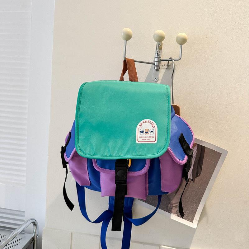 Stylish Dual Color Kindergarten Backpack For Kids Lightweight Canvas School Bag