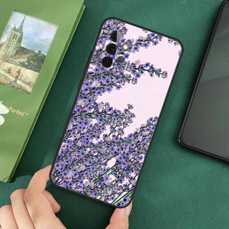 Lavender Purple Flowers Soft Cover For Samsung Galaxy A54 A53 A73 A13 A71 A51 A14 A52 A32 A12 A22 A52S Back Case