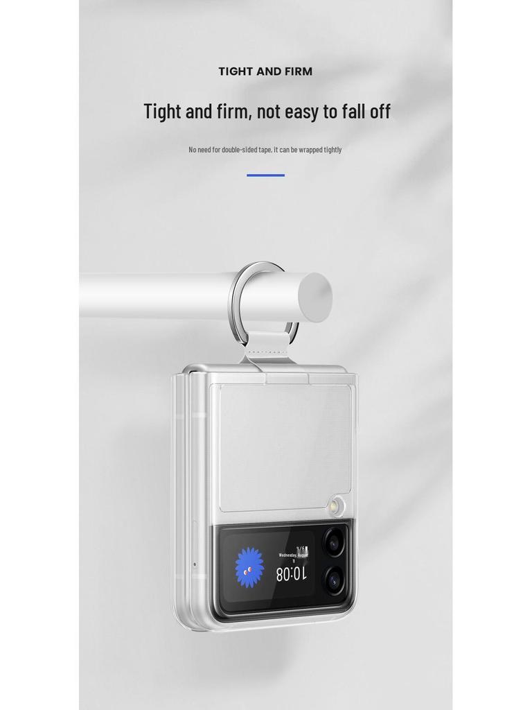 Custodia Protettiva Samsung Z Flip 4/3 con Anello: Trasparente, Anti-caduta, Ultra-sottile, Design in Pelle
