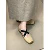 Niche cross-strap ballet shoes 2025 new inner height-increasing square head shallow mouth single shoes