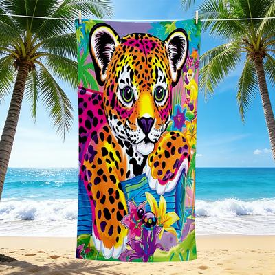 1Pc Colorful Leopard Jungle Beach Towel Quick Dry Multiuse For Beach Pool Gym Yoga Home Travel Christmas Halloween Xmas Gift G1305
