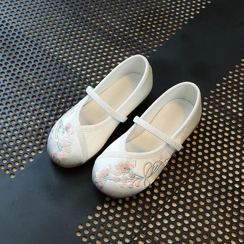 Children Fashion Girls Embroidered Shoes Chinese Ethnic Style Princess Dance Shoes Kids Causal Ancient Hanfu Shoes Flat