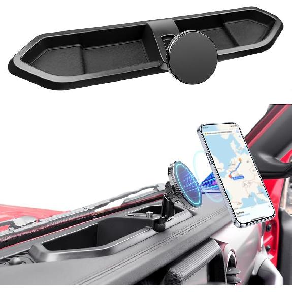 Magnetic Phone Mount Holder Fit For - Jeep Wrangler JL JLU 4XE Car Dashboard Multi-Mount Phone Holder Dash Tray For  Jeep JL 4XE Accessories(- 4XE, Magnetic