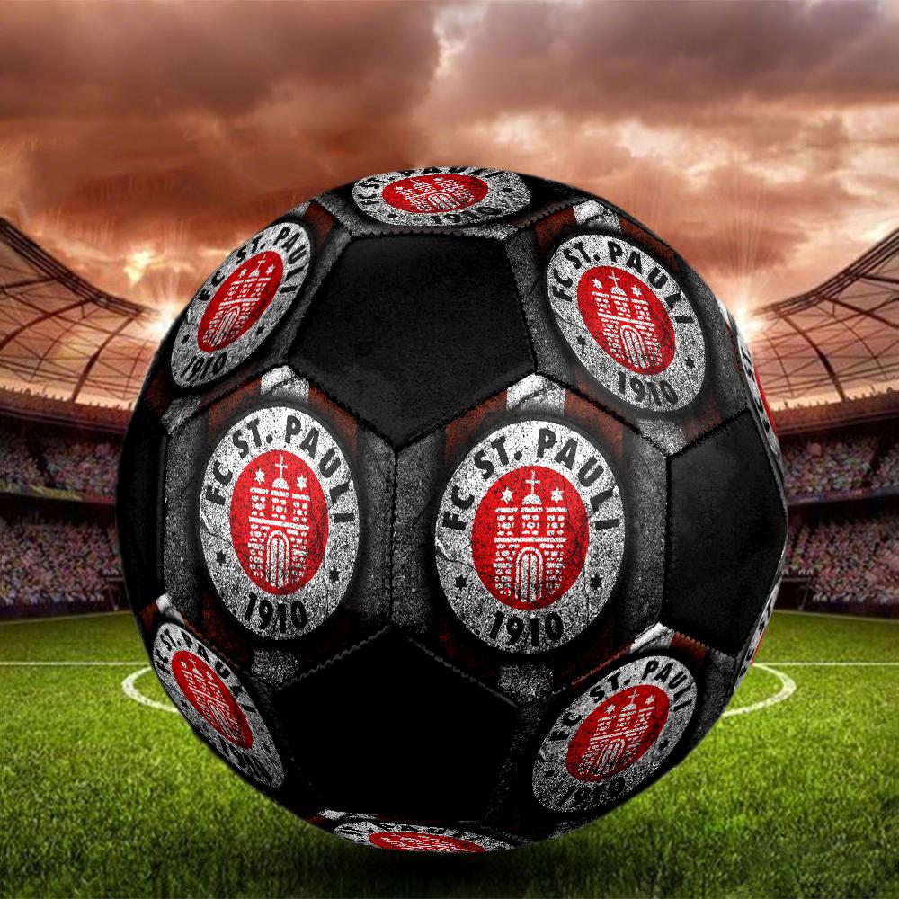 St. Pallone da Calcio a 5 Pauli FC Colorato Cucito a Macchina PVC Misura 5 Pronto per Allenamento di Squadra e Competizione Durevole Rimbalzo Elevato Fantastico Regalo Sportivo