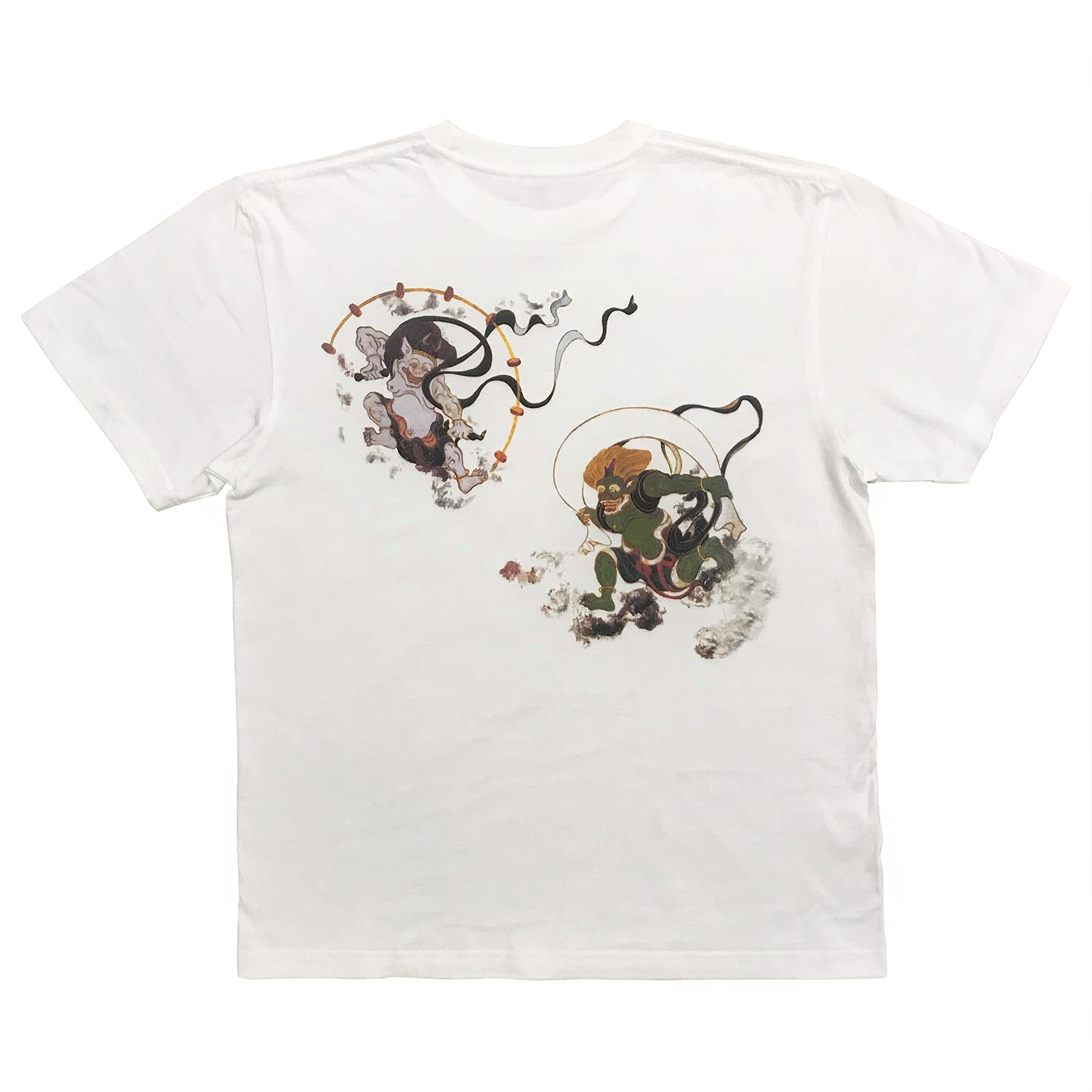 

Edoten T-Shirt, 5.6 oz. 100% Cotton, Japanese Print, Wind God and Thunder God, White, Size M