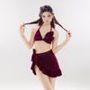 Red Floral Retro Sexy Three-Piece Bikini Set with Skirt - Hong Kong Style