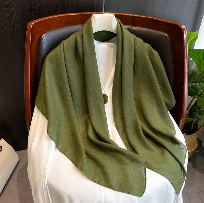 Cotton Bandana Women Hijab Scarfs Solid Colors Fashion Shalws Wraps Neck Scarves Female Kerchief 90cm Square Head Scarf Ladies