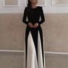 Abito Maxi Patchwork da Donna Manica Lunga Svasato Fluido Bodycon Vita Alta Linea A Abito da Sera per Donna Ospite di Matrimonio Abiti Lunghi Formali
