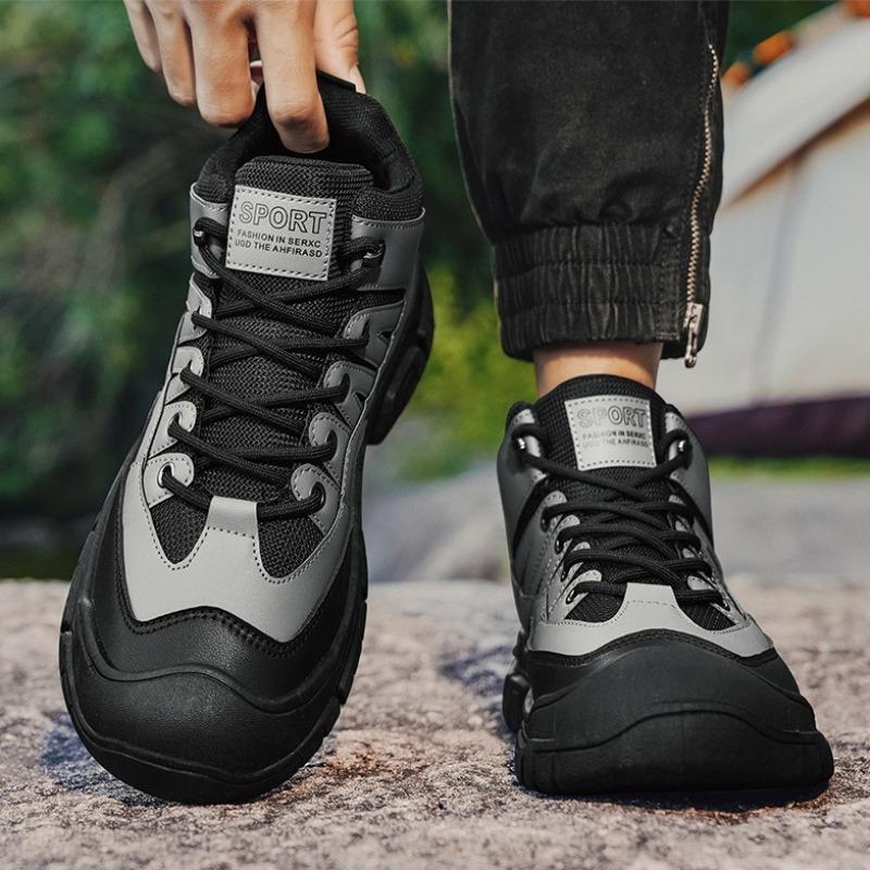 Fashion Men's Shoes Fashion Comfort High-top Platform Sneakers Men's Outdoor Resistant Comfort Tooling Boot Soft Soled Non Slip Sneakers