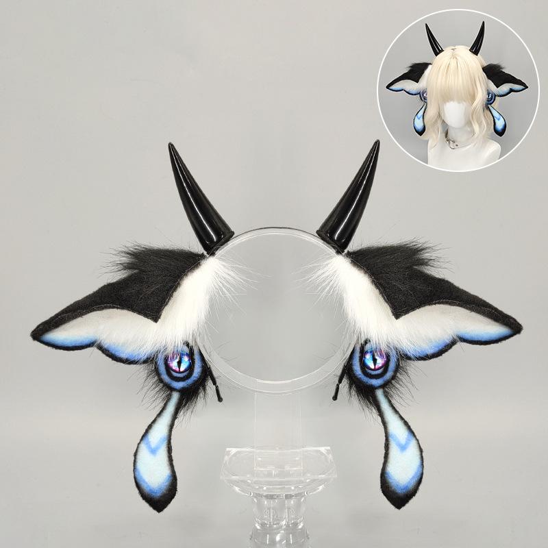 

Halloween Demon Fantasy Creature Headwear Comic-Con Dress Up Simulation Beast Ears Plush Moth Headband Hair Accessories Ears