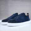 Sapatos com rebites sola vermelha tachas na biqueira chuteiras casuais tendência de casal moda versátil cadarço tênis de skate