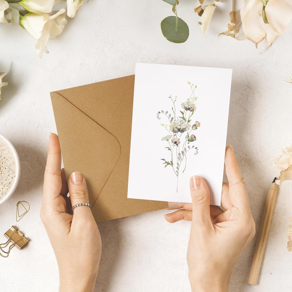 10 Pcs Blank Greet Cards Watercolor Wildflower Blank Note Cards DIY Note Cards Hand Drawn with Envelopes Party Invitation Card