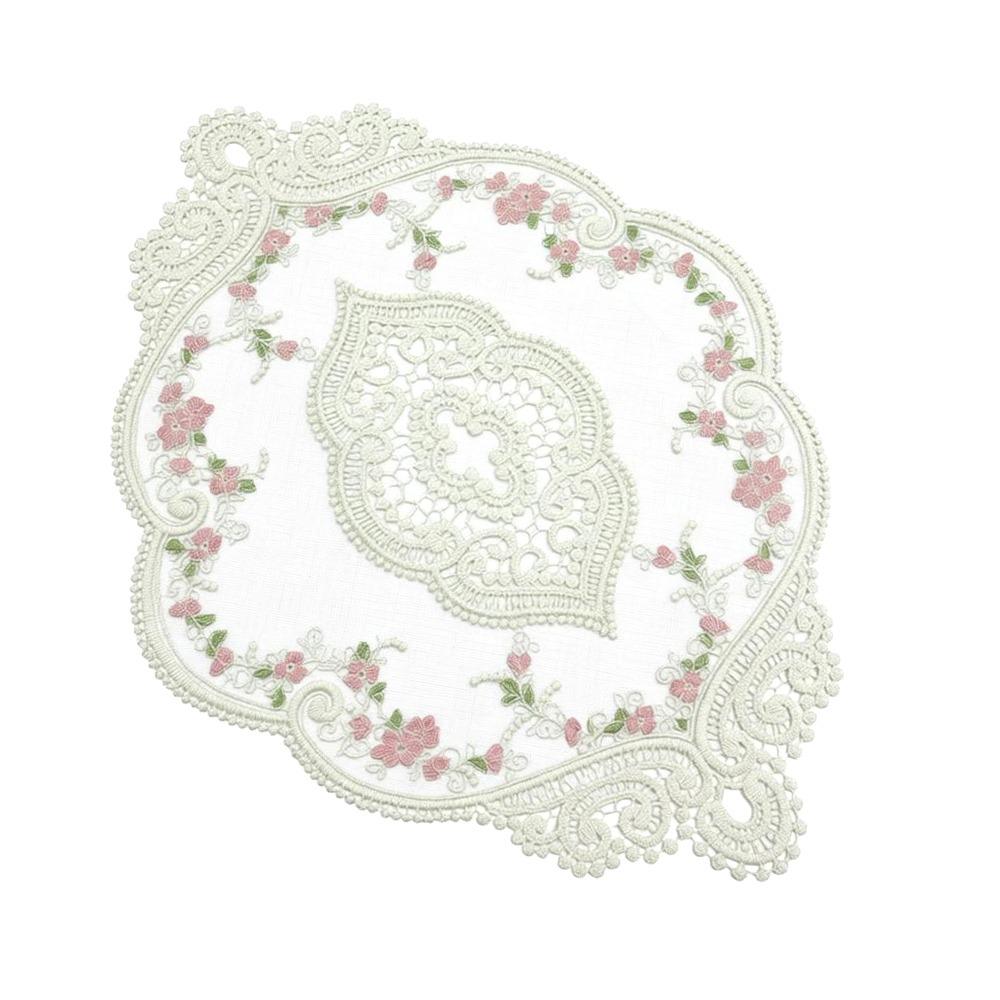 European Style Lace Embroidered Coaster Oval Coffee Drink Pad Dining Table Cover  for Home Decor