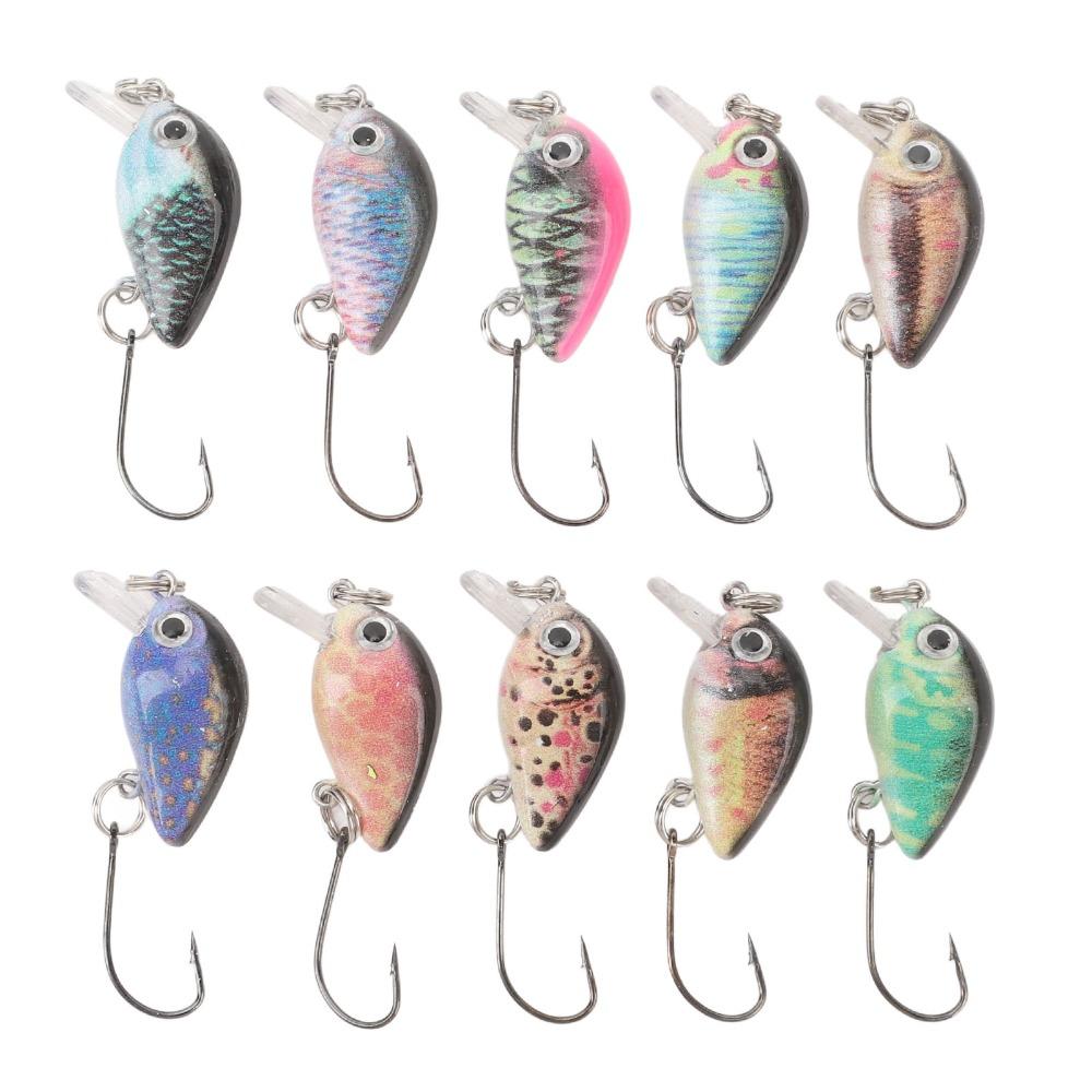 10PCS with 3D Eyes Hard Baits 3cm 1.5g Topwater Lures Durable Crankbait Lures  for Bass Trout Pike