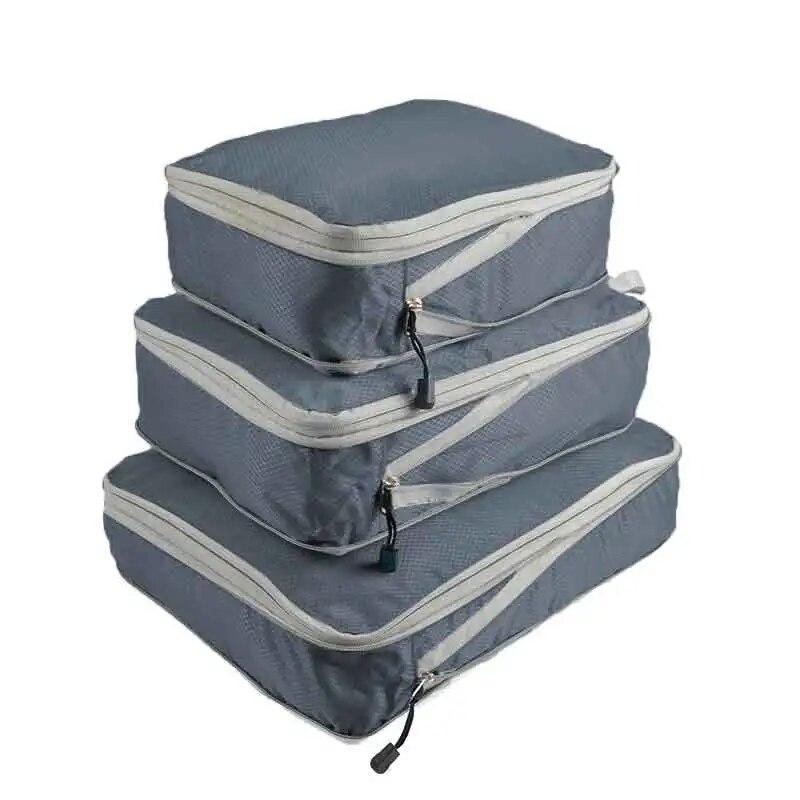 3Pcs/set Black/Blue/Grey Compressible Travel Storage Bag Portable Large Capacity Storage Bag Suitcase Luggage Packing Cubes