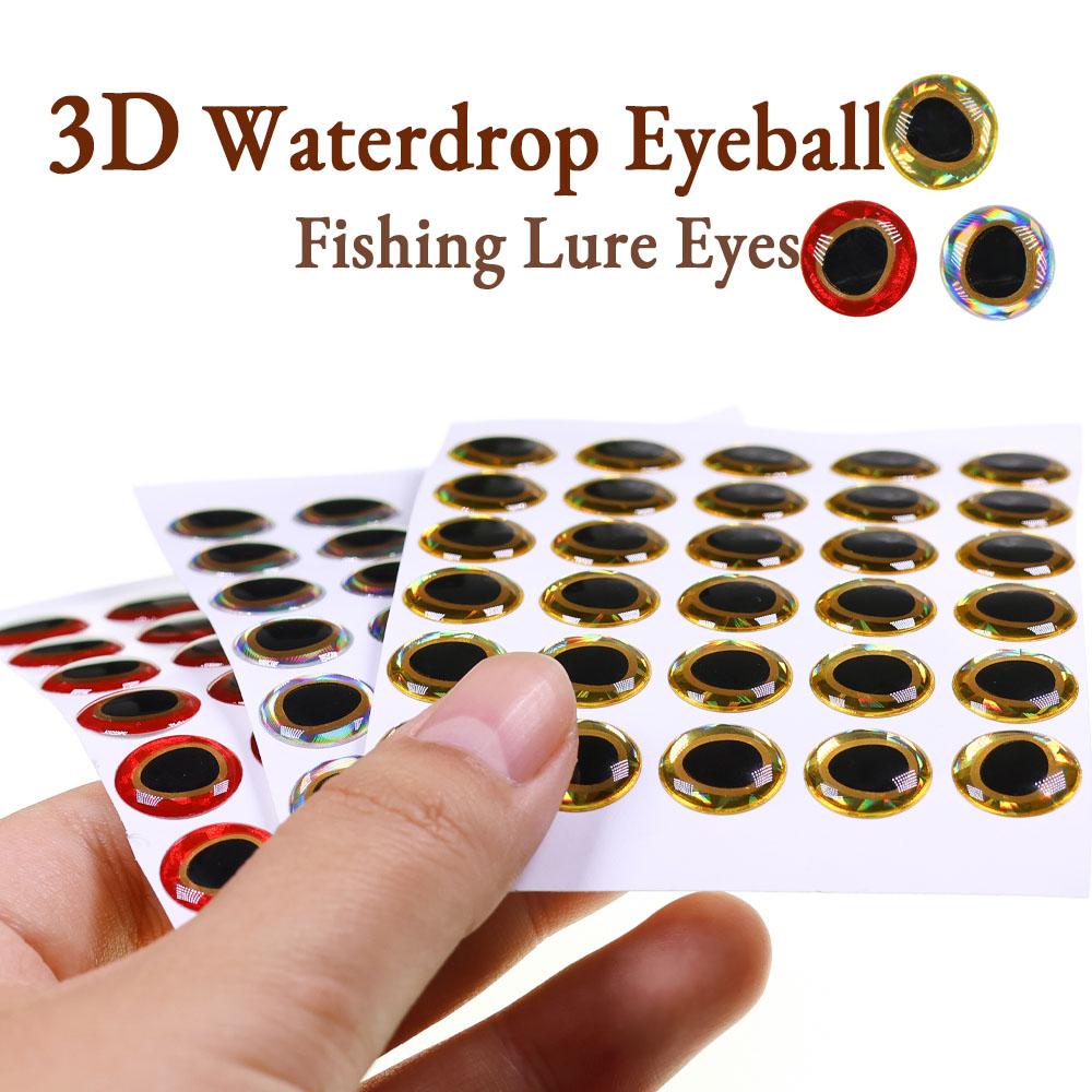 

3D Holographic Simulation Eyeball Waterdrop Fishing Lure Eyes Self-Adhesive Artificial Fish Eyes for Fly Tying&Lure Making 3mm