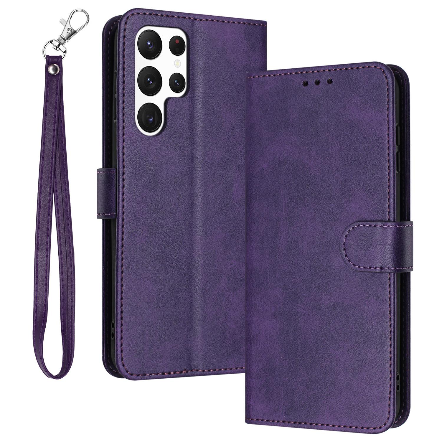 

For Samsung Galaxy S23 Ultra Mobile Accessories Supplier Calf Texture Scratch Resistant Case Phone Cover Purple