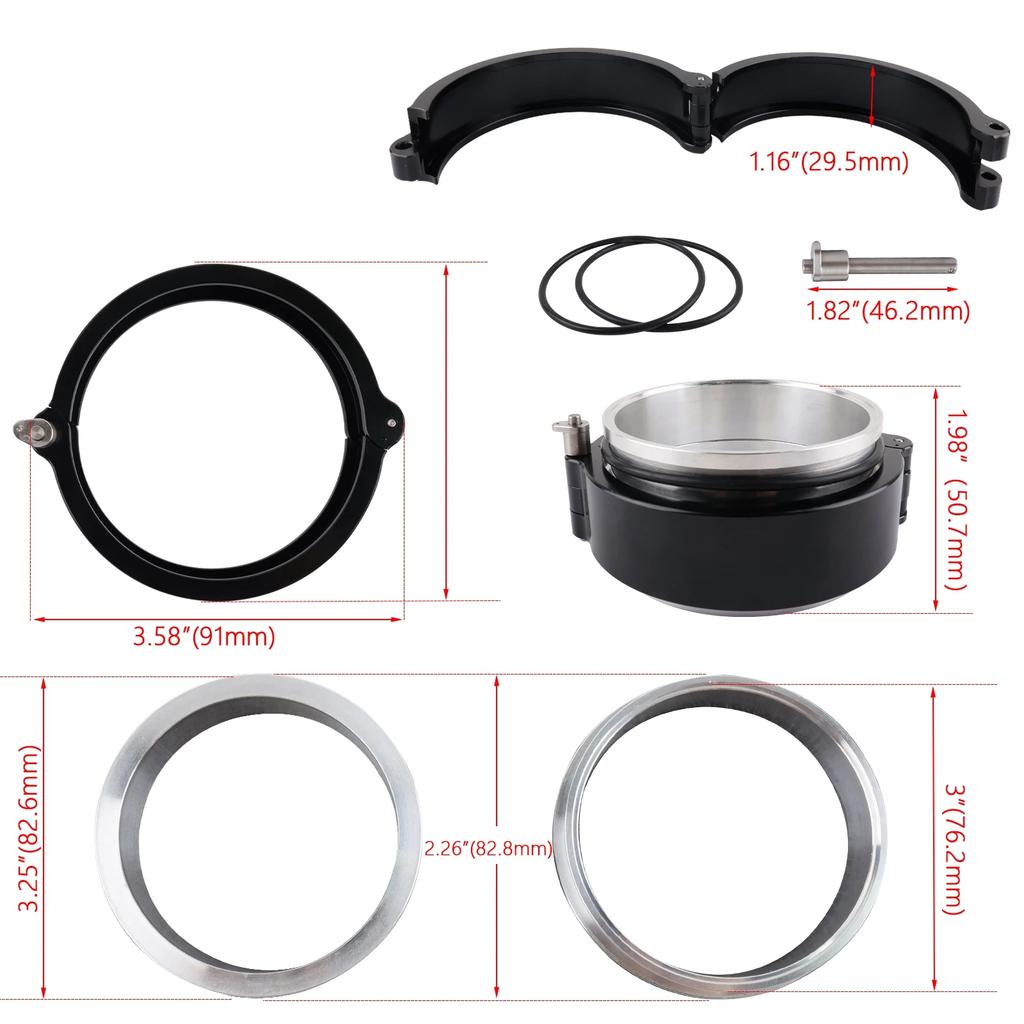 High quality Exhaust V-band Clamp Quick Release HD Clamp Aluminium For 2.5" OD Turbo / Intercooler Pipe Black/Red/Blue