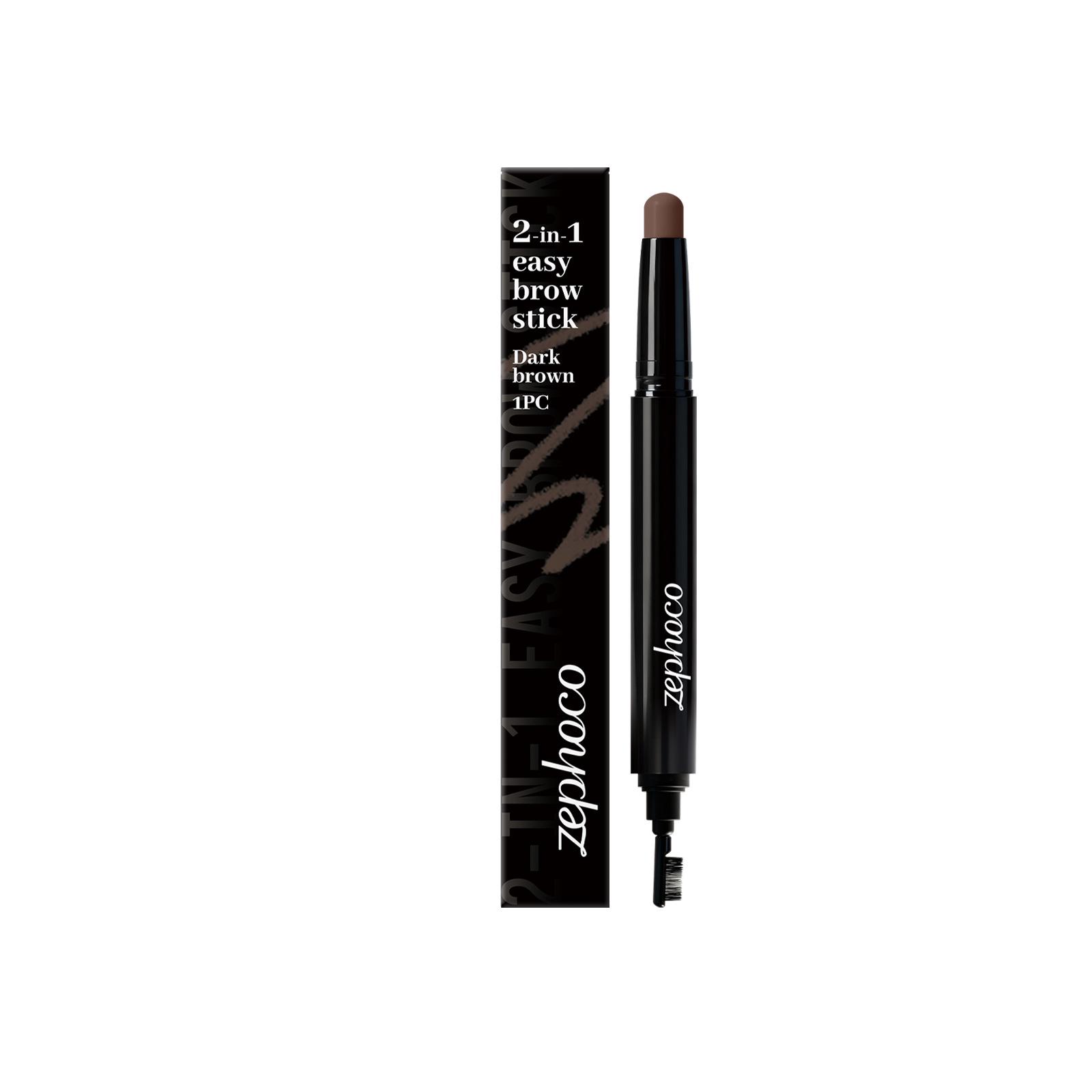 Zephoco 2-in-1 Dark Brown Eyebrow Pencil for Natural Shaping and Smooth Color.