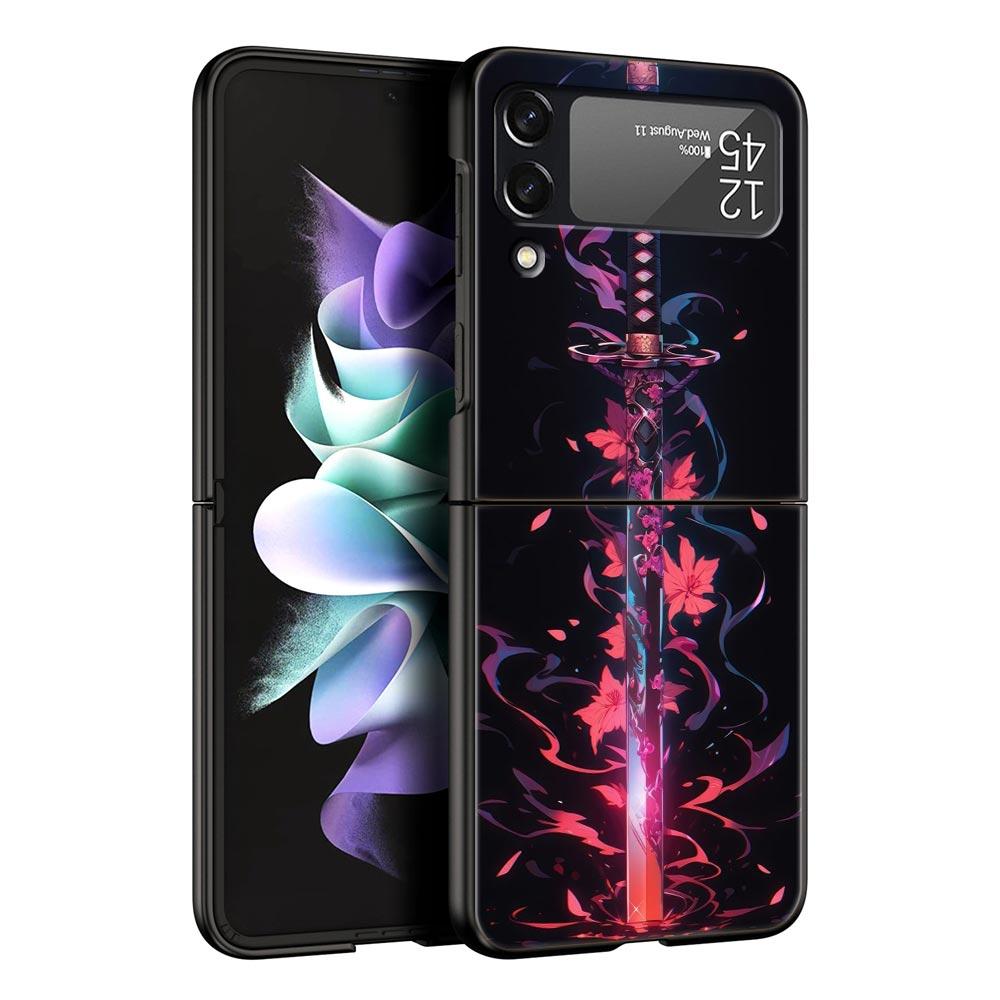 Das Schwert Kreatives Muster Harte PC-Handyhülle Für Samsung Galaxy Z Flip 7 6 5 4 Schwarze Hülle Für Galaxy Z Flip 3 Faltbare Schale