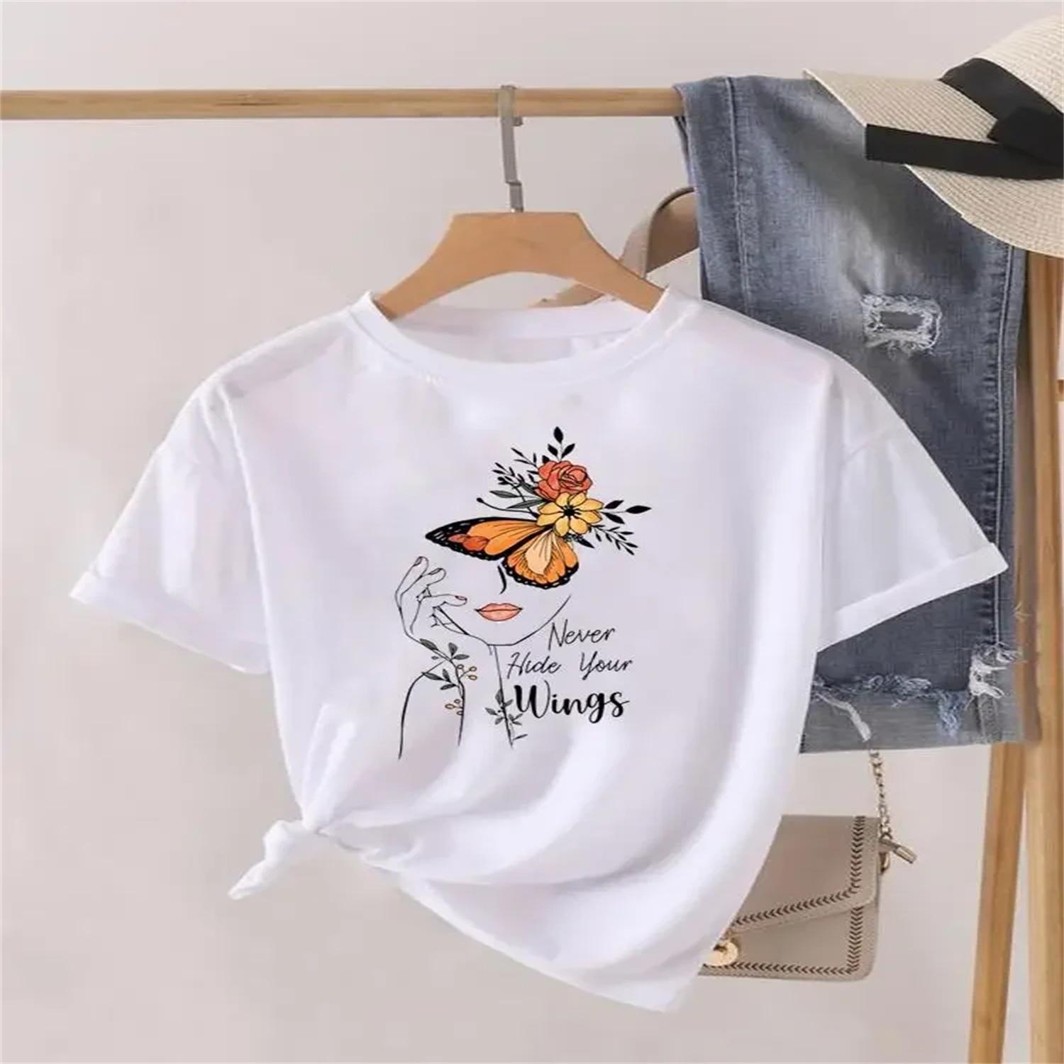

Cute Graphic T-shirt Women Top Fashion O-neck Clothing Print Clothes Short Sleeve Lady Female Shirt Tee XXXXXL білий