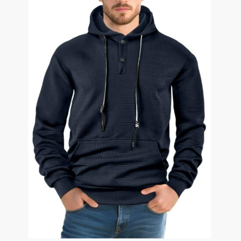 Pulover de primăvară și toamnă, culoare uni, casual, sport, larg, la modă, cu mâneci lungi și glugă, pentru bărbați