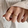 Stylish European & American Plaid Gold-Plated Titanium Steel Ring for Women