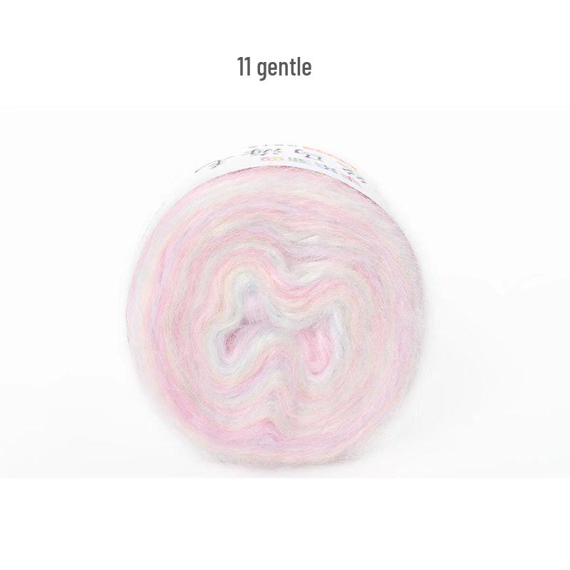 Hand-Dyed Gradient Rainbow Mohair Yarn - Fluffy, Soft, and Perfect for Knitting and DIY Projects.