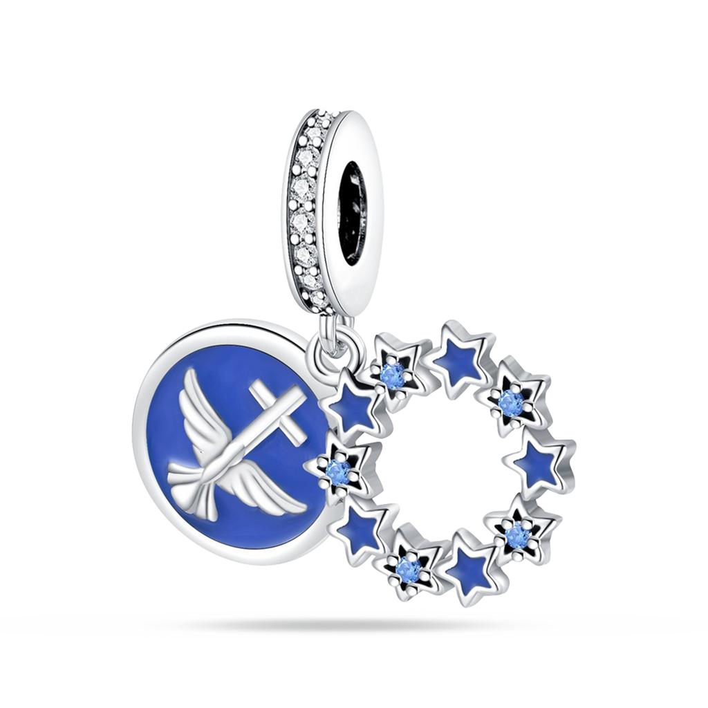 Choice Authentic Accessories Bracelets Sapphire Charm Bead Charms Bead Charms Genuine copper Blue Color Inlaid Zirconium Dangle Do It Yourself Jewelle