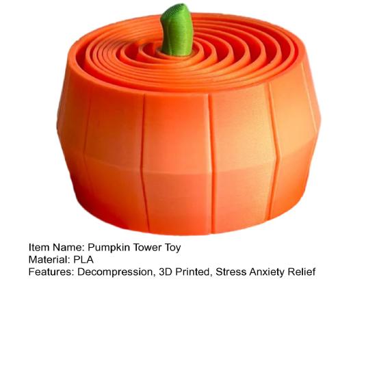 Halloween Pumpkin Tower Decompression Toy 3D Printed Layered Spiral Cone Fidget Toy Mini Sensory Toy for Stress Anxiety Relief
