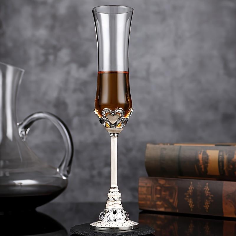 1pc Champagne Glass With Metal Stem Lead-Free Crystal Champagne Flute Premium Vintage Champagne Goblet For Bar Pub Club Restaurant And Home Use Drinkw