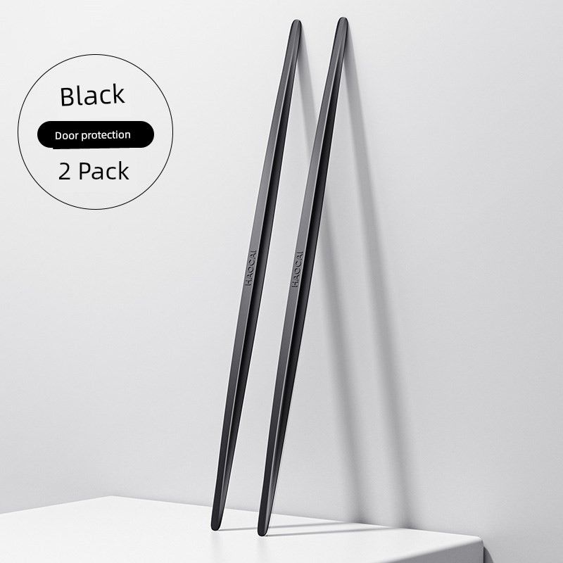 Car Anti-Collision Strip Door Protection Bumper Invisible Extended Anti-Collision Scratch-Resistant Adhesive Strip Car Sticker Pure Black 2-Pack [Extended Door Protection]