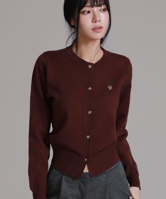 Like The Most Soft Essential Round Neck Knit Cardigan_Brown