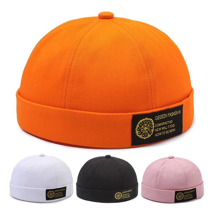Solid Color Cotton Cap Round Top Hat Headwear Breathable Skullcap Unisex Gift