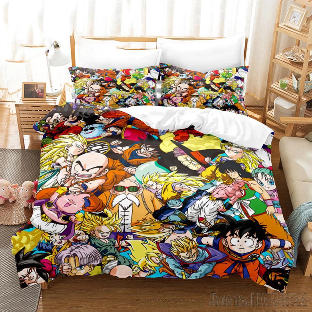 Japanese Anime Dragon Ball Duvet Cover Goku Bedding Sets For Boys Kids Teens Quilt Cover Pillowcases Children Christmas Gift