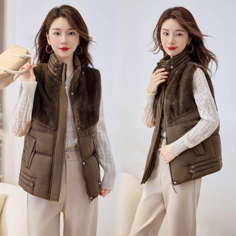 New Down Cotton Vest Women's Short Plush Vest Autumn and Winter New Casual Loose Coat