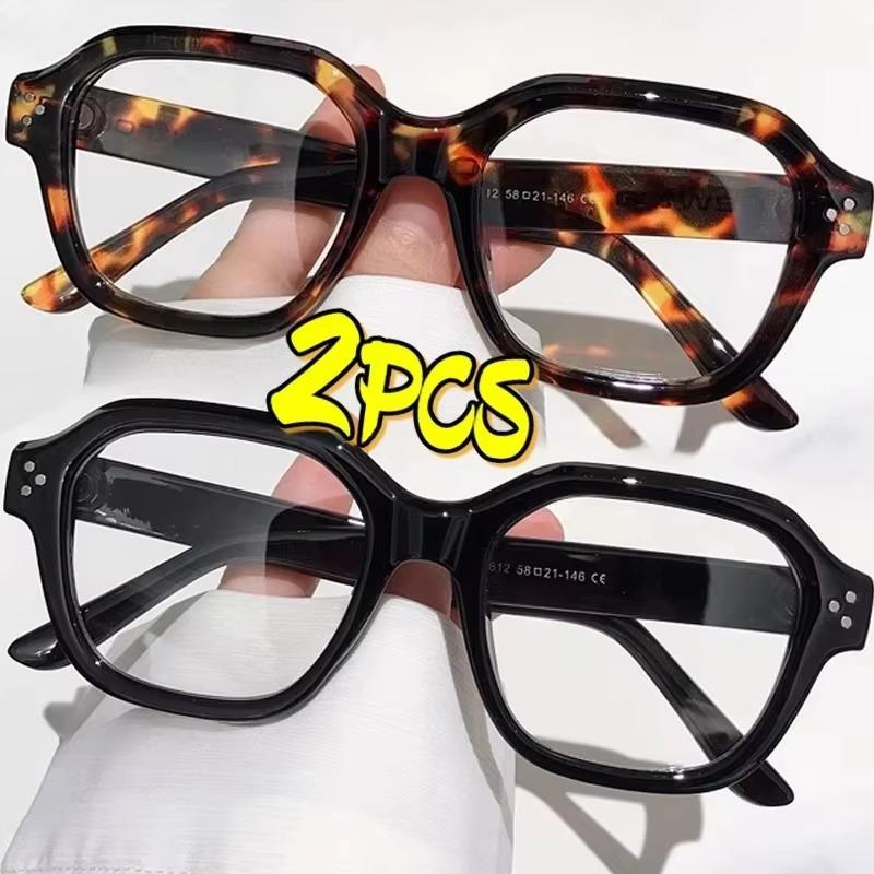 1/2pcs Retro Oversized Anti Blue Light Computer Glasses Frame Women Men Trendy Fashionable Eyeglasses Classic Spectacles Ouclos