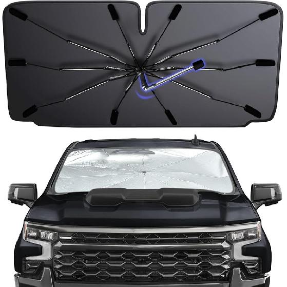 2025 Windshield Sun Shade Umbrella, Foldable Car Umbrella Sunshade With UV Block Car Front Window (Heat Ulation Protection) For Auto Windshield