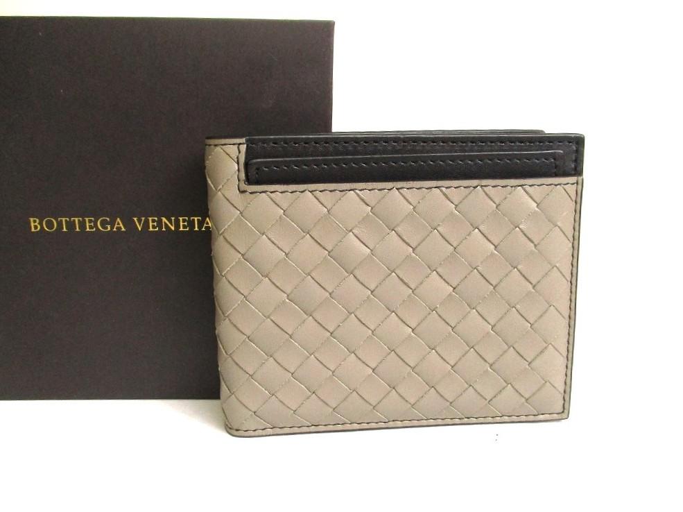 Authentic BOTTEGA VENETA Intrecciato Gray Leather Bifold Wallet Compact Wallet #a884  Refurbished