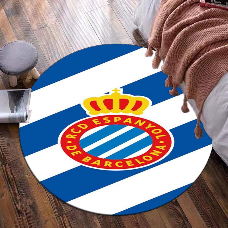 Real Sociedad Crest Design Round Rug for Livingroom,Bedroom, Palyroom, Chair Rug, Area rug, Circle Carpet, Large Size Fan Christmas gift