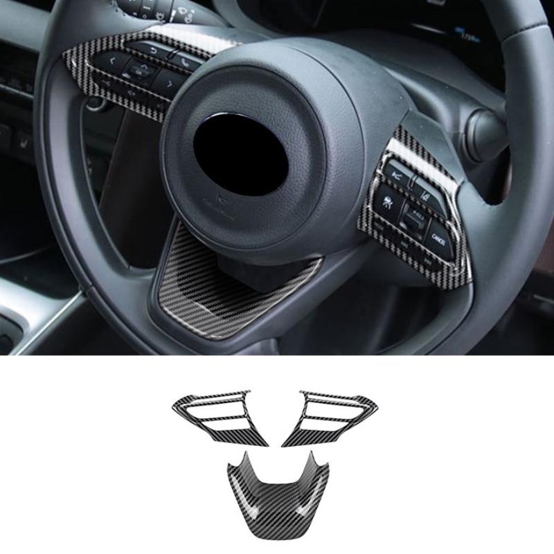 For Toyota Yaris /yaris Cross    CarbonFiber Car Steering Wheel Panel Cover Trim Decorate Frame Sticker Accessories