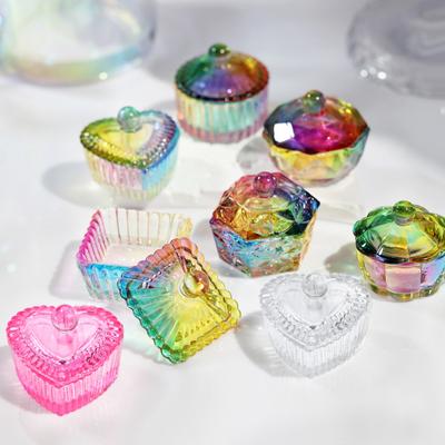 Nagų dailės Dappen indelis su dangteliu Akrilo miltelių laikiklis Skystis Meilės širdelė Kvadratas Gėlė Aštuonkampis Dirbtinio krištolo stiklo puodelis Dubuo