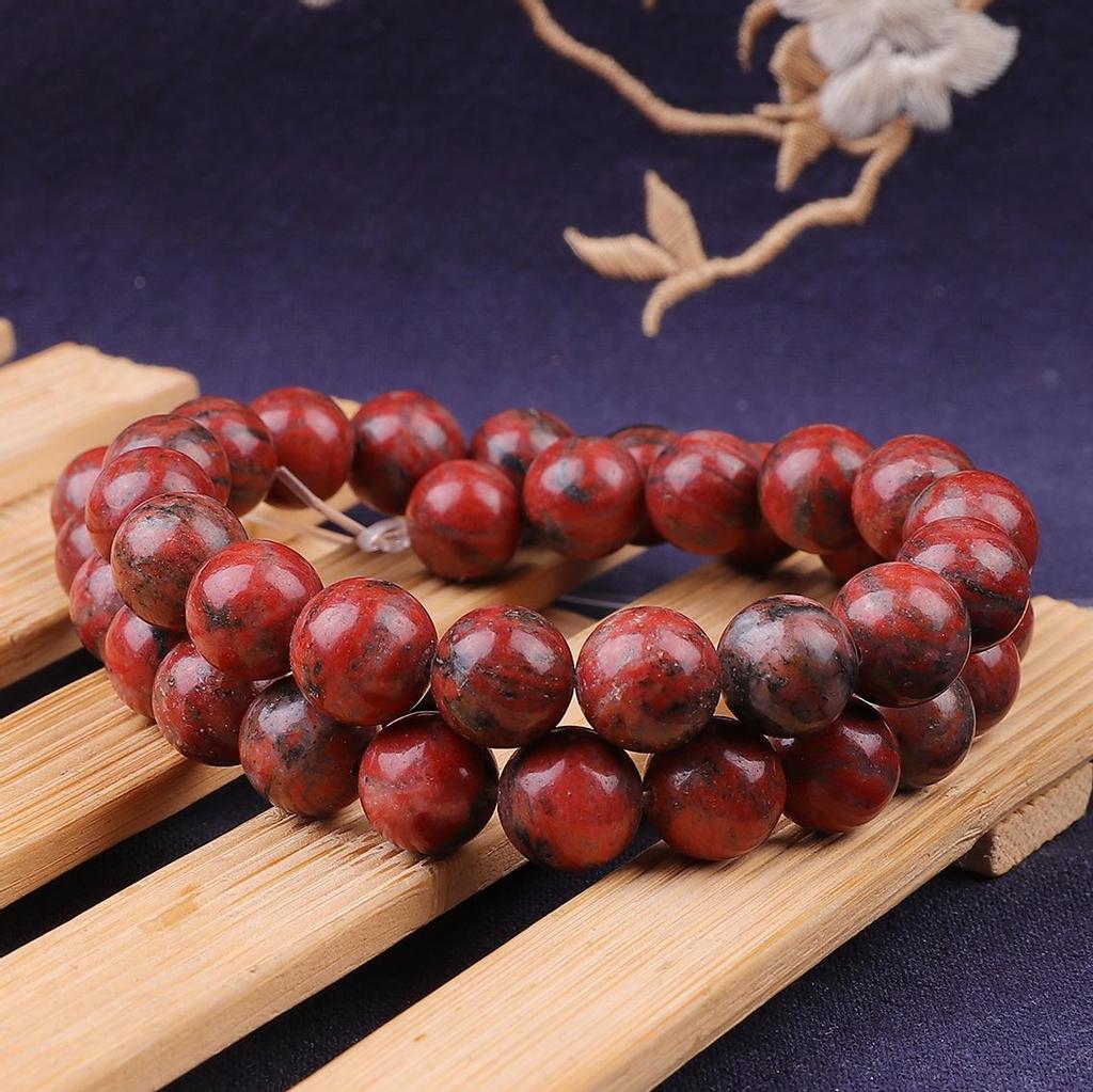 Natural Stone Sesame Red Jaspers Round Loose Beads For Jewelry Making DIY Bracelet Necklace