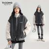 Tao Town Women's Retro College Style Baseball Jacket - New Autumn/Winter Color Block Design.