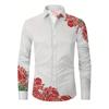 Men's Button Down Casual Shirt with Spring and Summer Floral Print Long Sleeved Shirt for Daily Fashion and Comfort