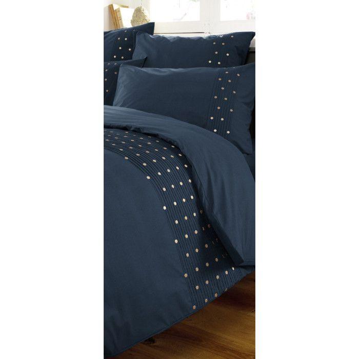Housse de couette "Agathe" toutes dimensions avec plis religieuses et pois brodés - Agathe Mûre - Housse de couette 260 x 240 cm