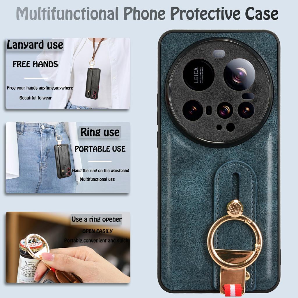 For Xiaomi 15 Ultra Case Wristband Kickstand Leather+PC+TPU Phone Cover with Bottle Opener