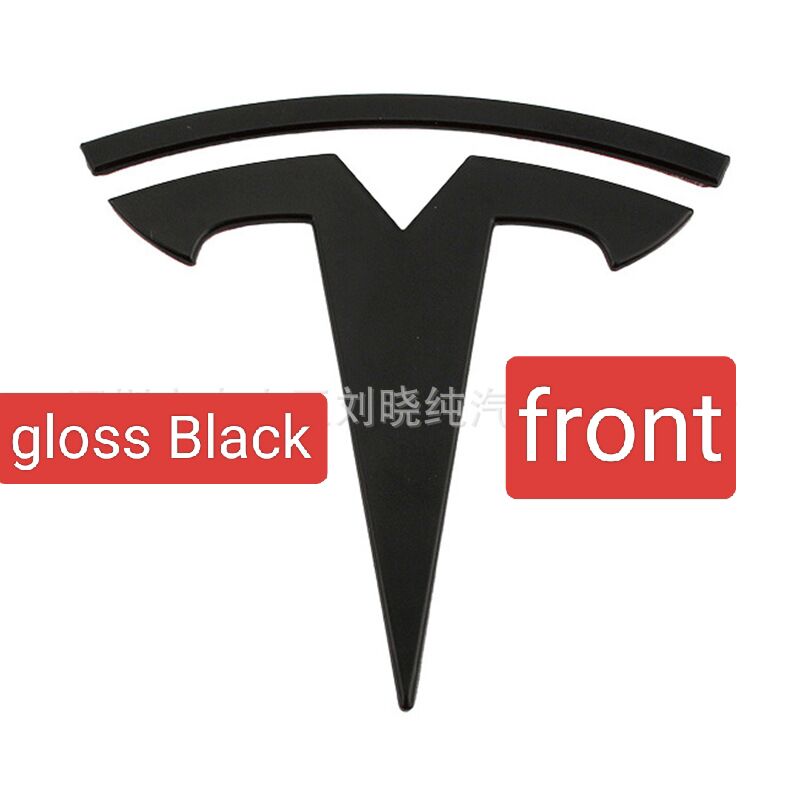 ABS Coverable Front Logo Rear Logo Steering Wheel Badge for Tesla Model 3 Y Carbon Fiber Label Car Accessories Personalization